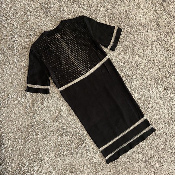 Alexander Wang X H&M NWOT Perforated Sheer Mesh Panel Black Dress S Italy Made - Picture 15 of 16